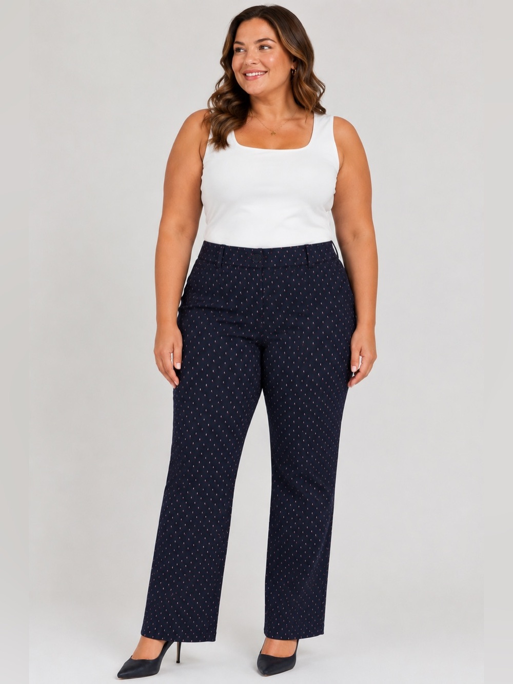 BETABRAND The Dress Pant Yoga Pant Navy Blue Print‎ Size 2XL Petite Work Comfy